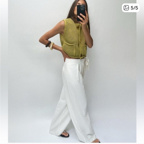 Zara Mustard Knit Vest with Buttons - Picture 2 of 5